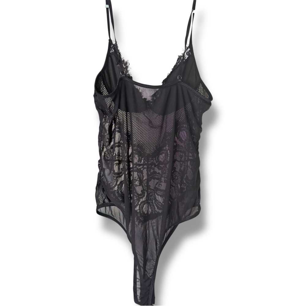 BLACK LACE & MESH LINGERIE BODYSUIT W/ADJUSTABLE STRAPS — SEXY & ELEGANT XL NWOT